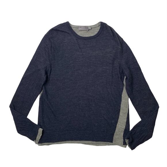Vince Sweater Mens XL Extra Large Navy Grey Baby Alpaca Wool Blend Crew Pullover - Picture 1 of 9